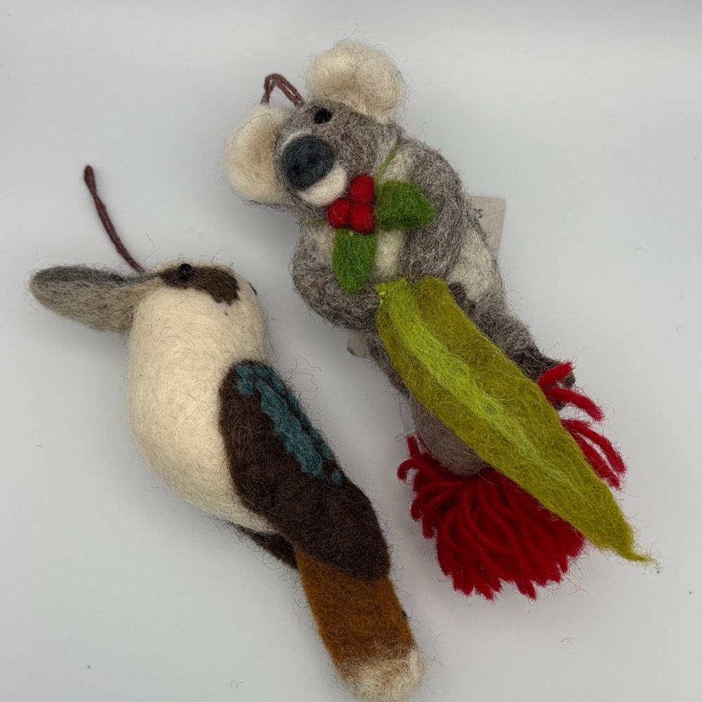 Felt Australian Koala and Kookaburra Ornaments